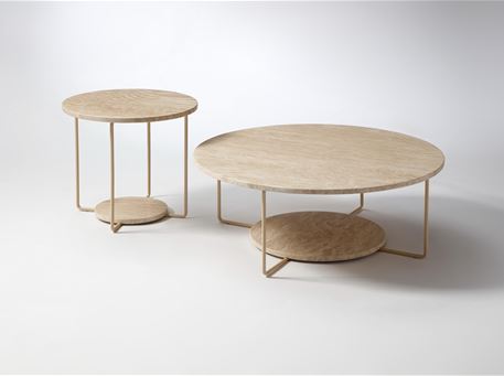 MARLOWE -Travertine coffee table set.