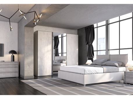 LORENA - King Size light grey Bedroom Set.