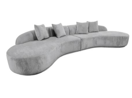 FLAKE 5 seats - Grey Curved Modern Sofa 