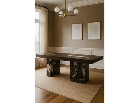  D-65 -DINING TABLE MARBLE BASE / WOOD TOP
