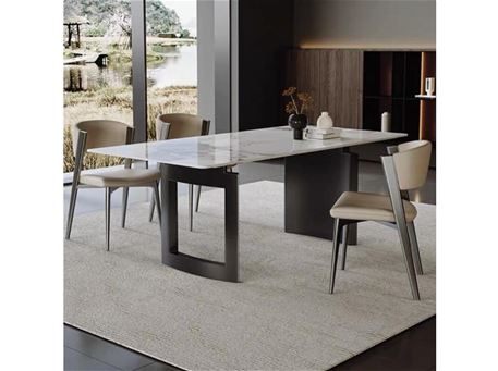 D-44 -DINING TABLE Top Marble, stainless steel base