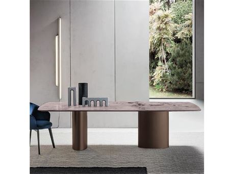  D-56 -DINING TABLE Top Marble, stainless steel base
