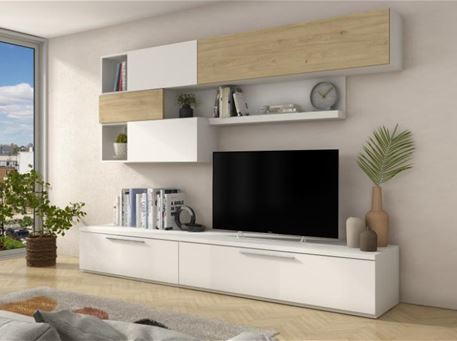  ISOLA 8964- Simple Modern  WHITE / OAK Tv Unit