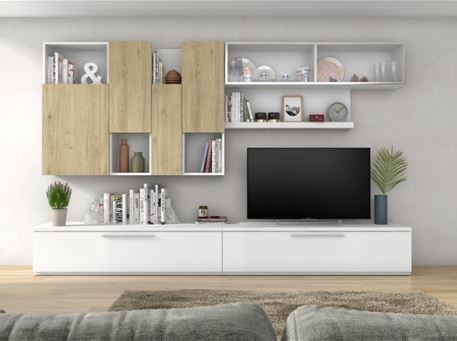  ISOLA 8965- Simple Modern  natural oak / white Tv Unit