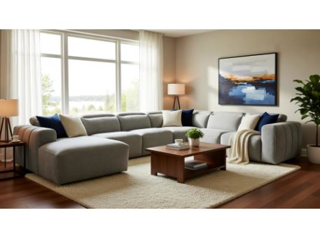 NOVA - Grey Reclining Corner Sofa     