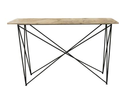 PATTERN-Wood Top With Metal Base Console
