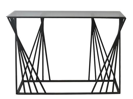 ORGANIC-Tempered Glass Console With Metal Base