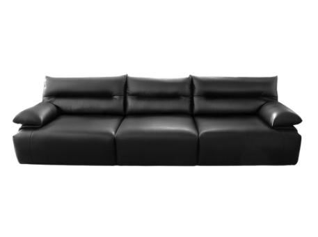 GATHER-Genuine Black Leather Sofa