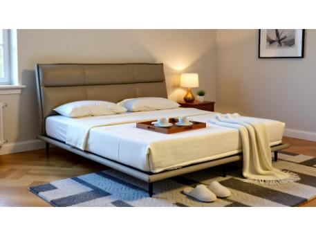 COMFY-Genuine Greige Leather Bed