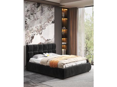 SAVVY-Black Upholstered Queen Size Bed 