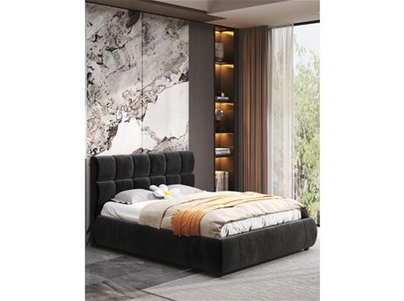 SAVVY-Black Upholstered Queen Size Bed 