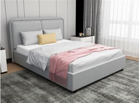 JAMESON- Grey Upholstered Queen Size Bed With Storage