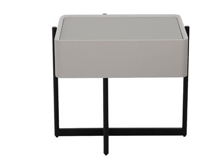 CELESTE-Greige Night Table With Metal Base