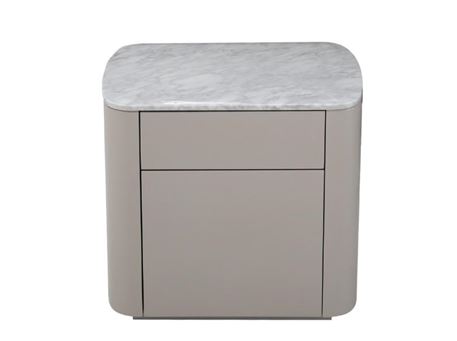 MANOR-Greige Night Table With Marble Top