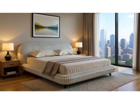 REST-Light Grey Upholstered King Bed