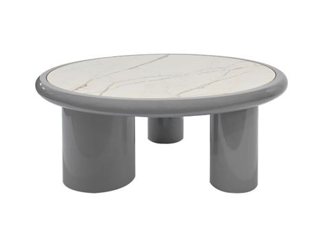 1B051G-Grey Glossy Table With Marble Top