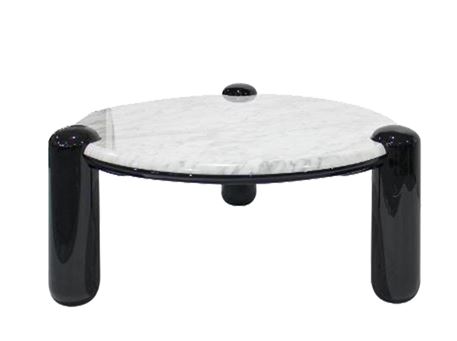 1B024B-Glossy Black/White Marble Coffee Table