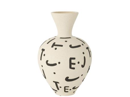 53138-Vase  Globe Stone White & Black