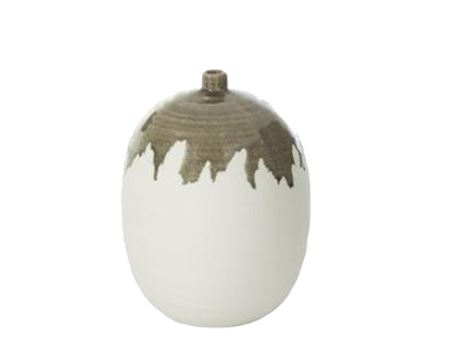 53347-Vase Oval Oliver Green/White 