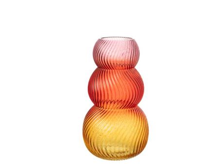 54522-Vase Aurora Glass Red/Yellow