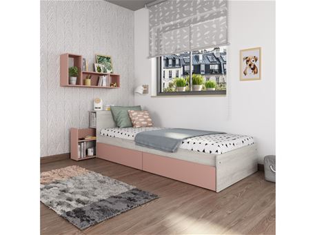 1771-Single Bed With Drawers Pink Color