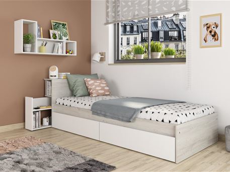 1773-Single Bed With Drawers White Color