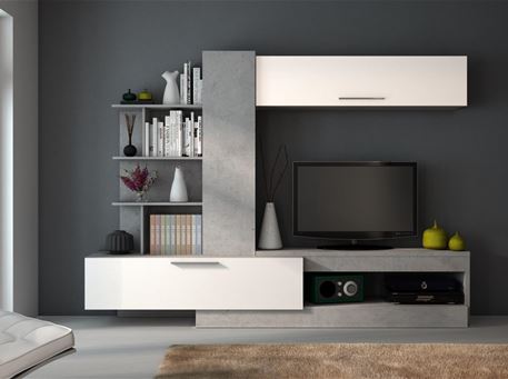 TV-UNIT-8517- Wall Unit Grey/White