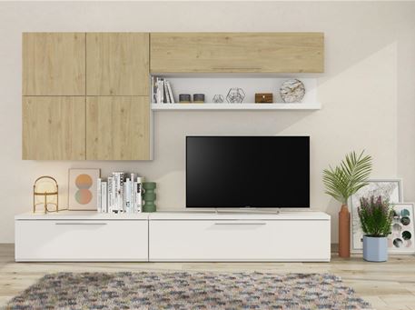 TV-CAB-8963-Wall Unit White/Oak