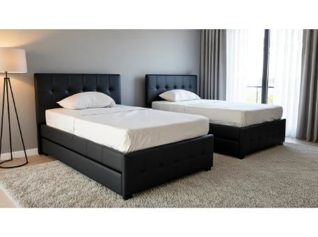 Enzo-  Local Single Bed Upholstered With Drawer