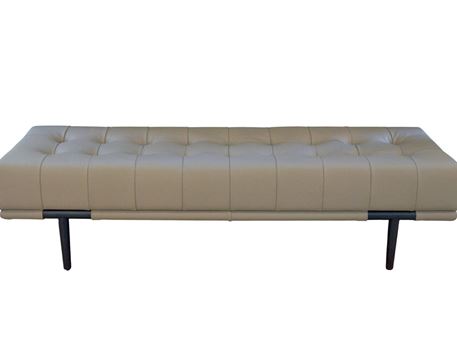 LINEA-Leather Bench With Metal Legs
