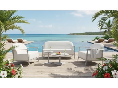 PACO- Grey Aluminum Set Lounge With Cushions