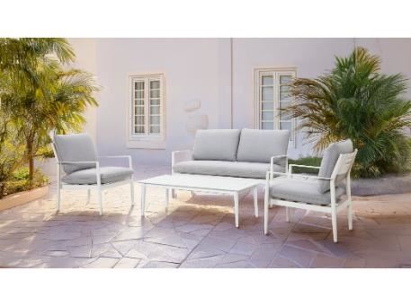 FRENCH WHITE-Outdoor Aluminum White Set 