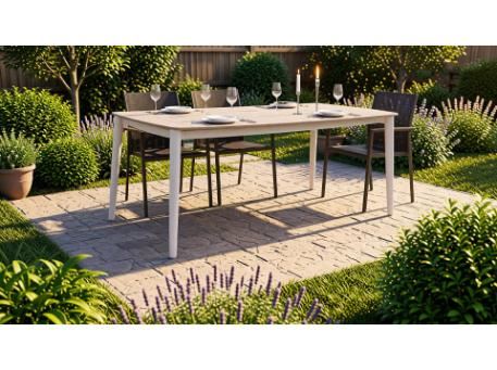 ALFIE-Aluminum White Base With Plywood Top Table