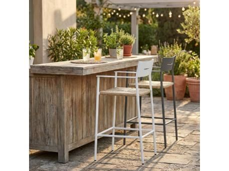 FRENCH-Bar Stool Aluminum With Wicker