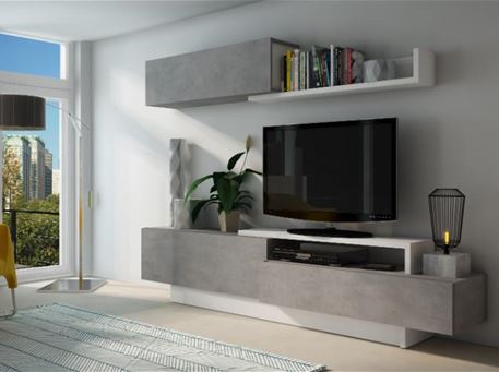 SOHO-8059 - Simple Modern Cement & White Tv Unit