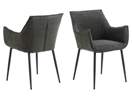 BONITA-Armrest Dining Chair Dark Grey