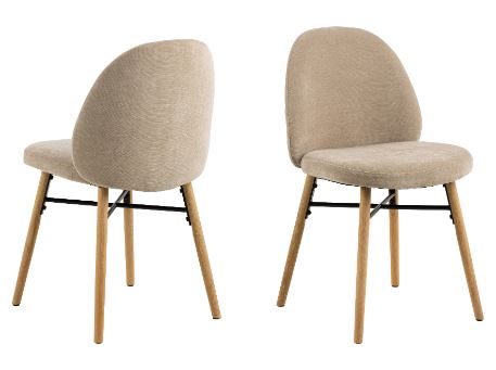 SOPHIA-Beige Dining Chair With Wooden Legs