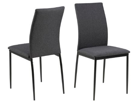 DEMINA - Dining Chair With Black Base, Grey Fabric