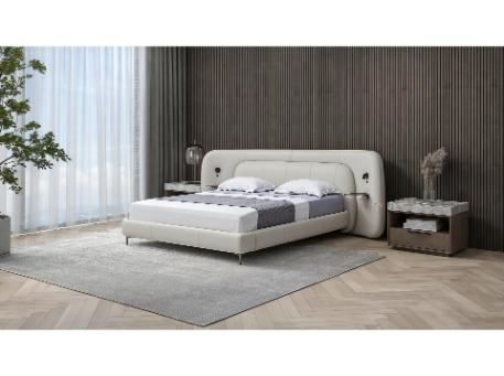 FLUX-Double Leather Bed With Lighting