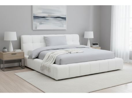 EASE-White Fabric Double BED 