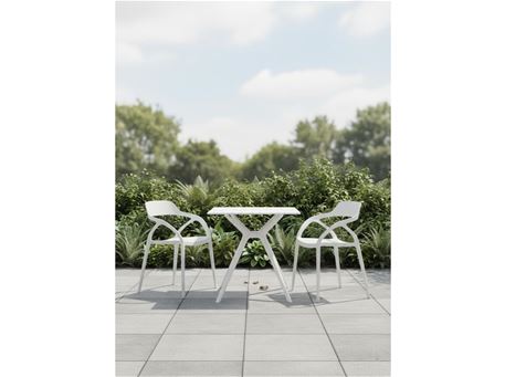 KAVEH & lYRA-White  Resin Bistro Table With Matching Chairs