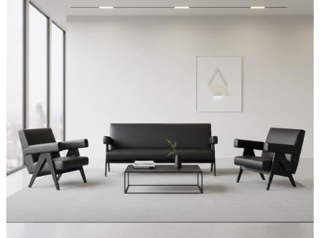 INNA-Wood & PU Black Leather salon