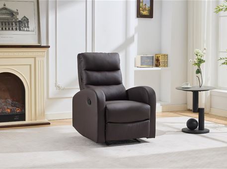 8118-BROWN-Manual Recliner PU Brown Color