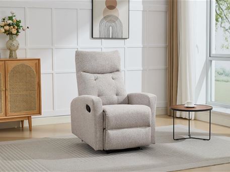 8122-BEIGE-Manual Recliner Beige Color