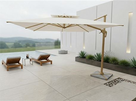 SZC-6317-OffWhite Aluminum Umbrella 3x3 With Marble base