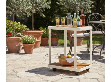 ATC08-White Aluminum Trolley With Polywood 