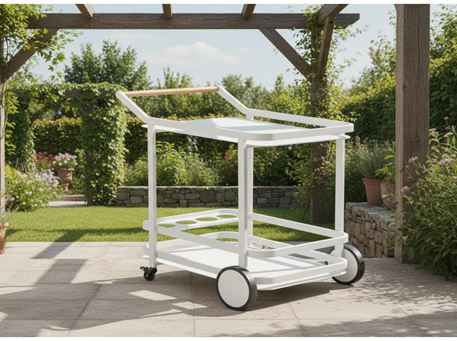 ATC05-White Aluminum Trolley With Wine Holder
