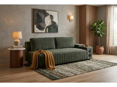 SP443-GREEN-Sofa Bed 3 Seats With Usb & Bluetooth Connection To and A Speaker