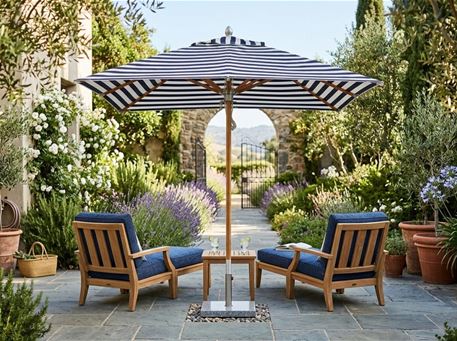 UMB-SQ- Square 2.5 Stripe Umbrella With Base 