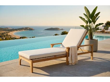 SICILY-Outdoor Teak Sun lounge With Wheels